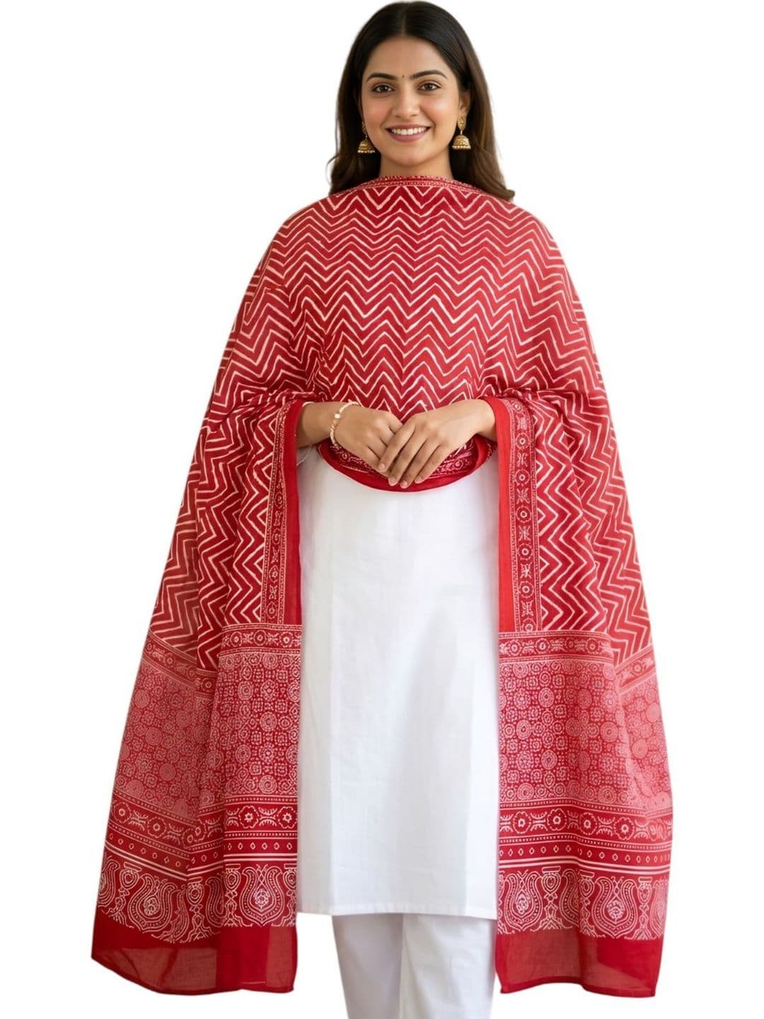 Drape Essence Ethnic Motif Ajrakh Printed Rayon Dupatta - view 1