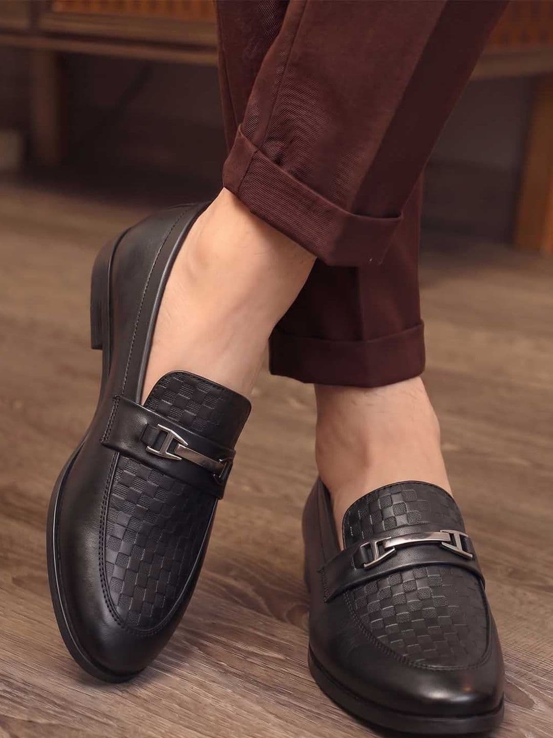 HERE&NOW Men Textured Formal Slip-On Loafers - view 1
