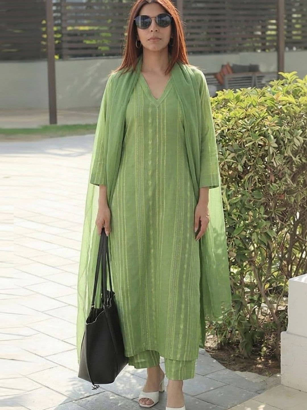 GoSriKi Women Printed Regular Kurta with Trousers & With Dupatta - view 1