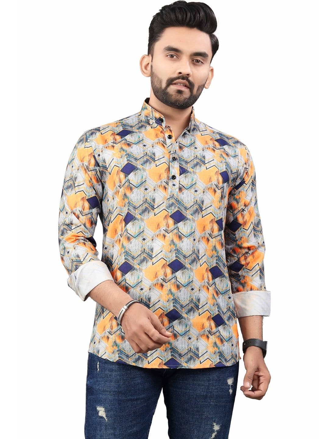 SEDUM SESTRI Men Geometric Printed Kurta - view 1