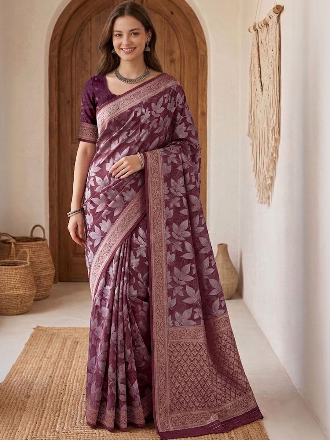Anouk Woven Design Zari Pure Cotton Designer Jamdani Saree - view 1