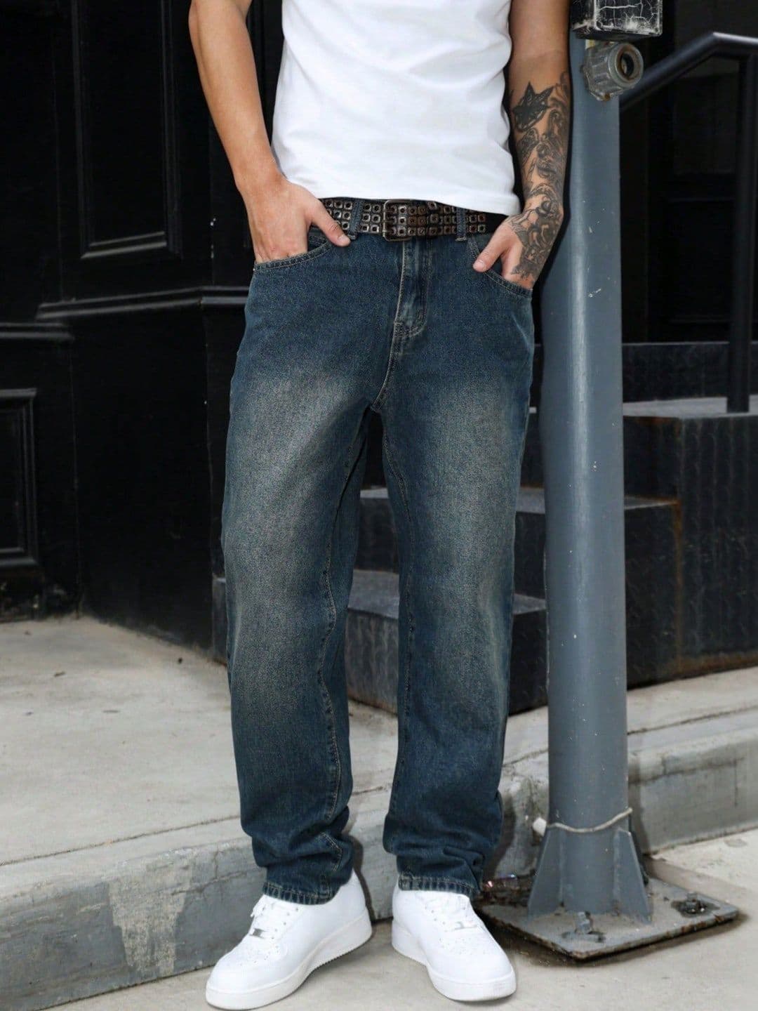 YAMEETFIT Men Jean Mid-Rise Low Distress Jeans - view 1