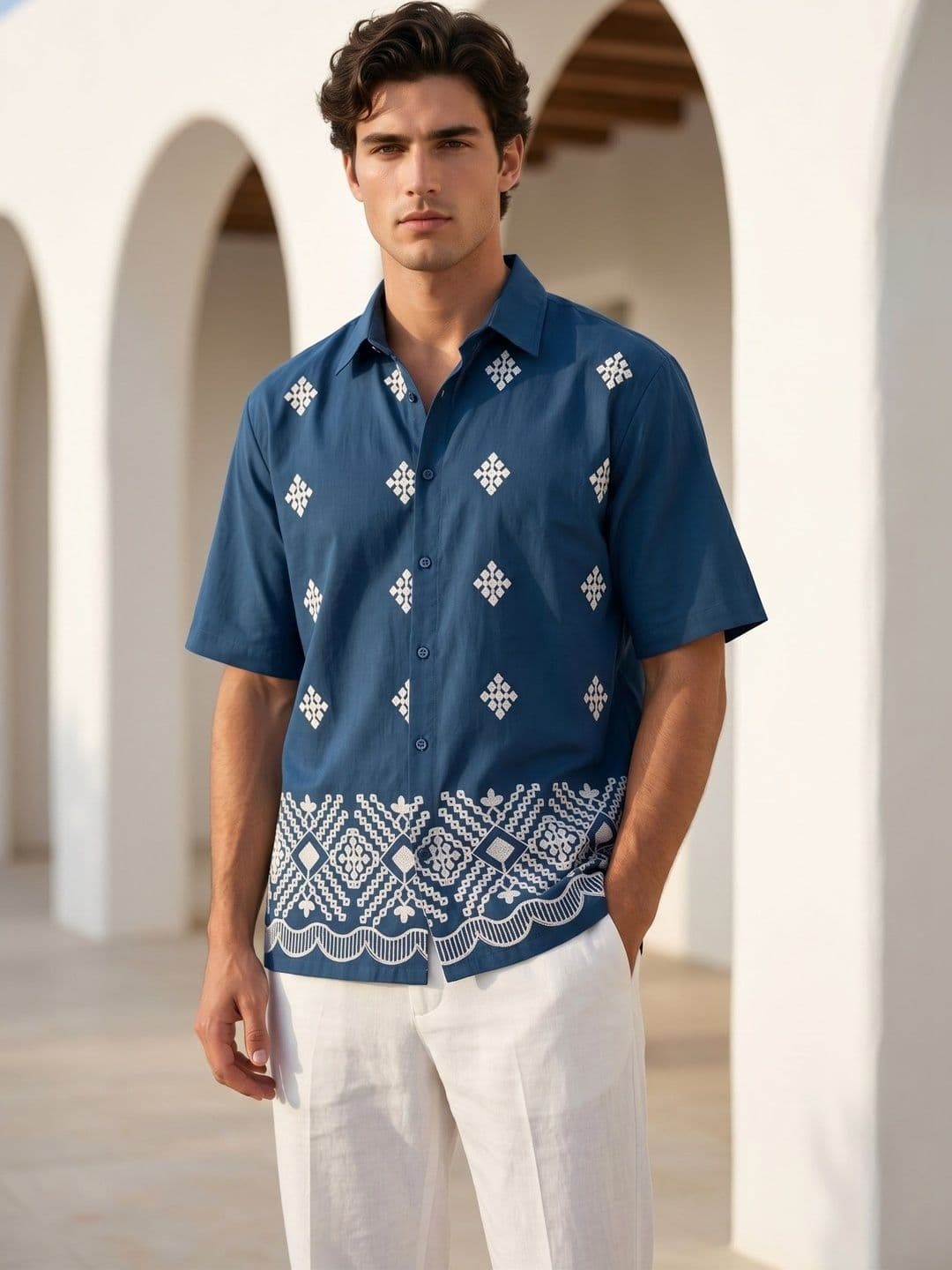 Mast & Harbour Men Premium Embroidered Shirt - view 1