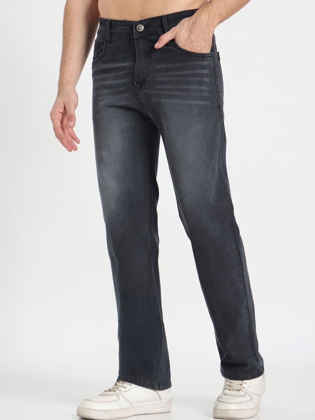 COY Men Comfort Straight Fit Mid-Rise Low Distress Jeans - view 1