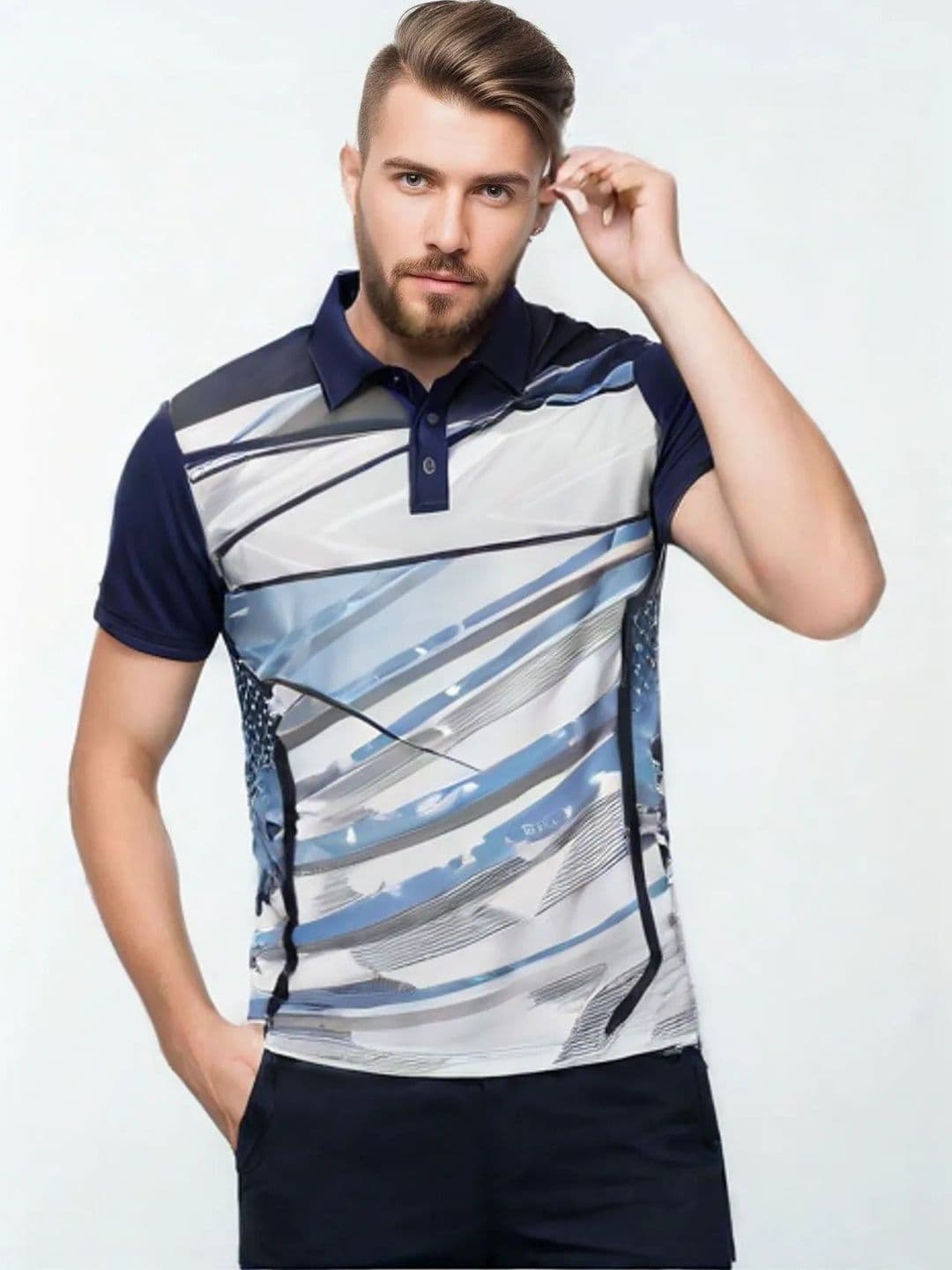 Lookswala Men Printed Polo Collar T-shirt - view 1