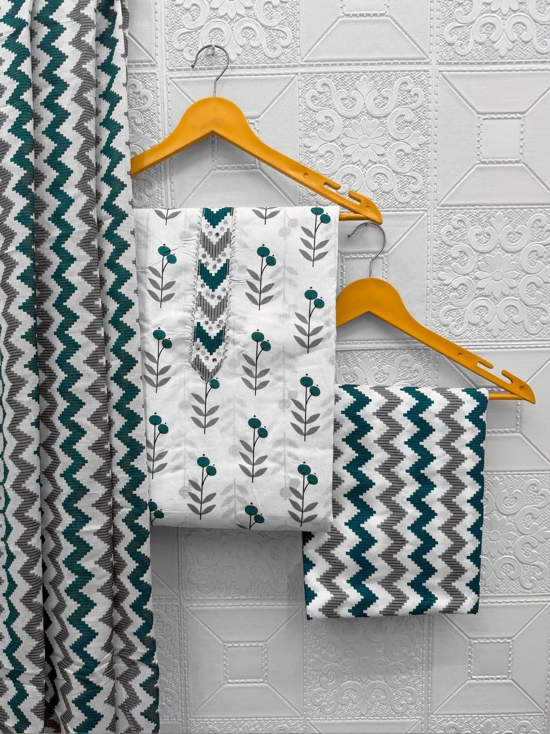Mitera Printed Pure Cotton Unstitched Dress Material - view 1
