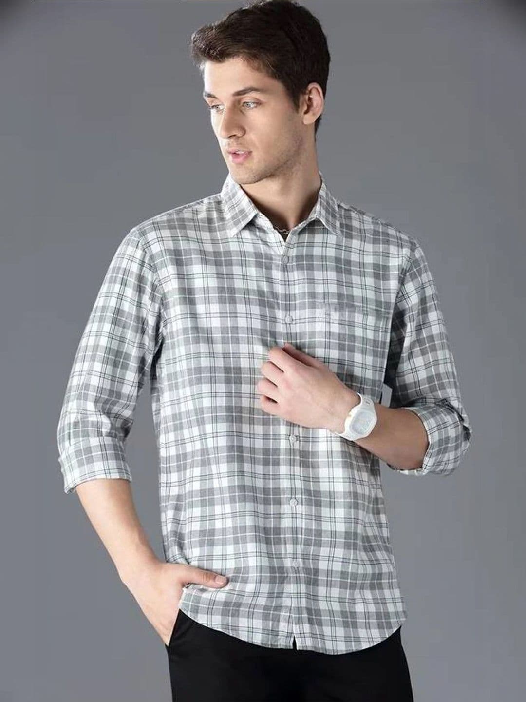 Moda Rapido Men Classic Gingham Checks Checked Casual Shirt - view 1
