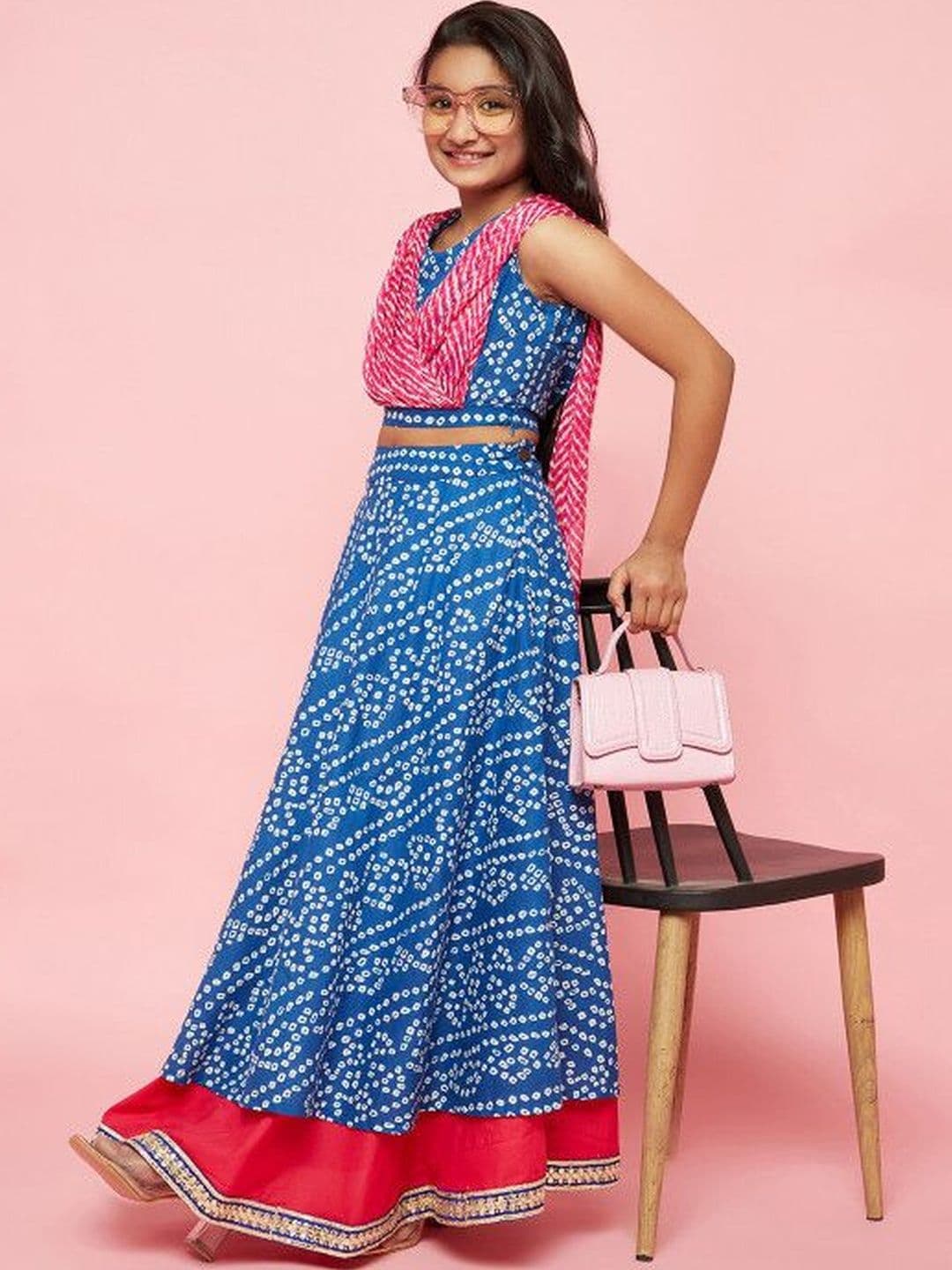 KALINI Girls Printed Ready to Wear Lehenga & Blouse With Dupatta - view 1