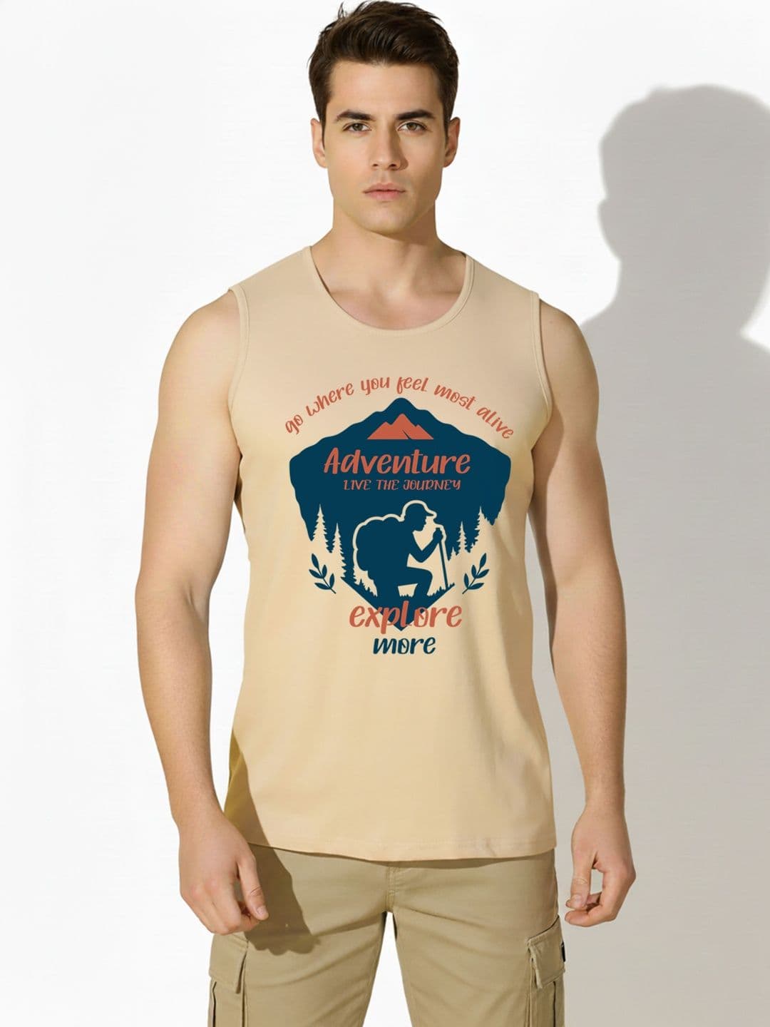 SKY HARBOAR Printed Cotton Gym Vest - view 1