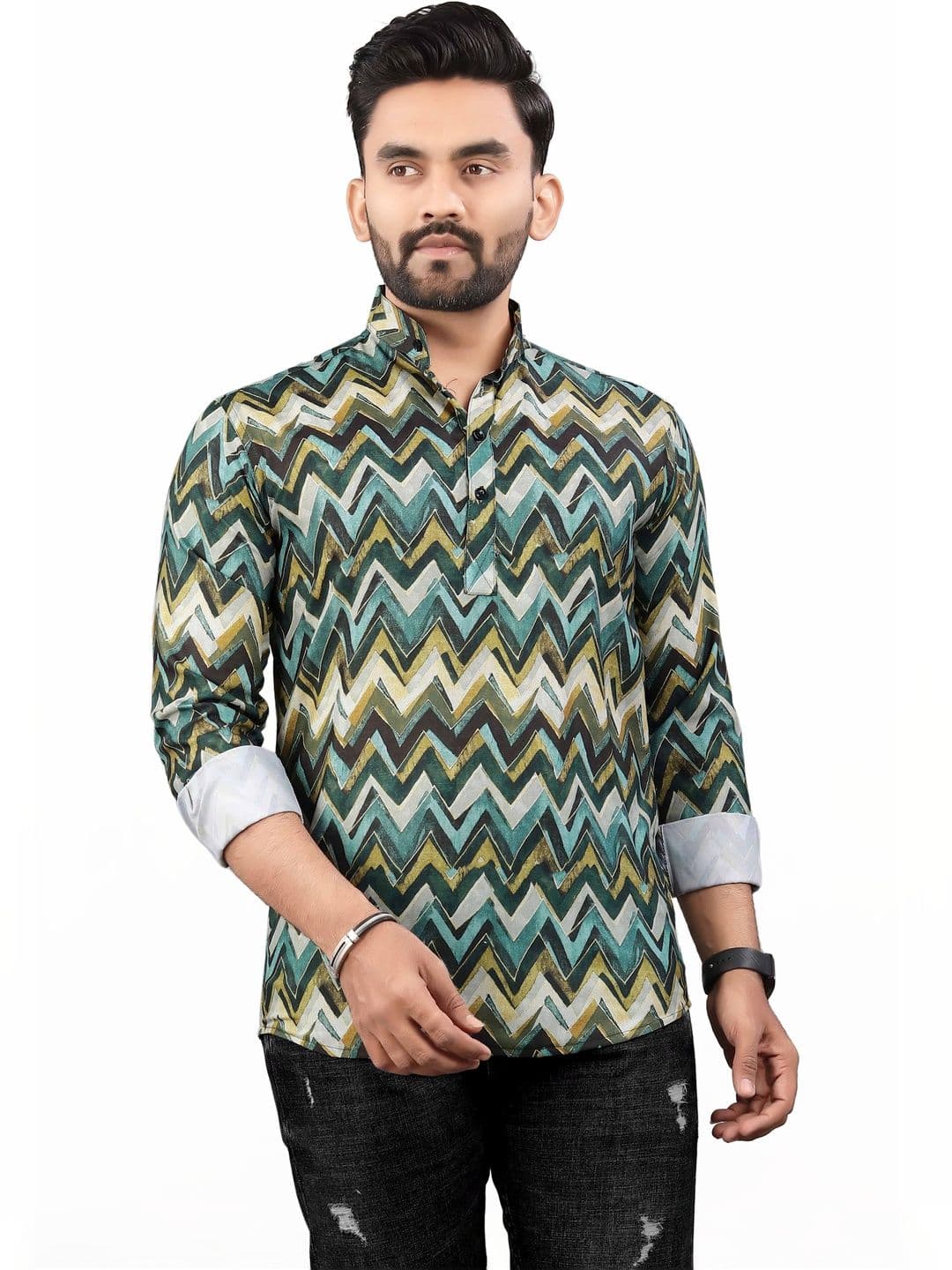 SEDUM SESTRI Men Chevron Printed Kurta - view 1