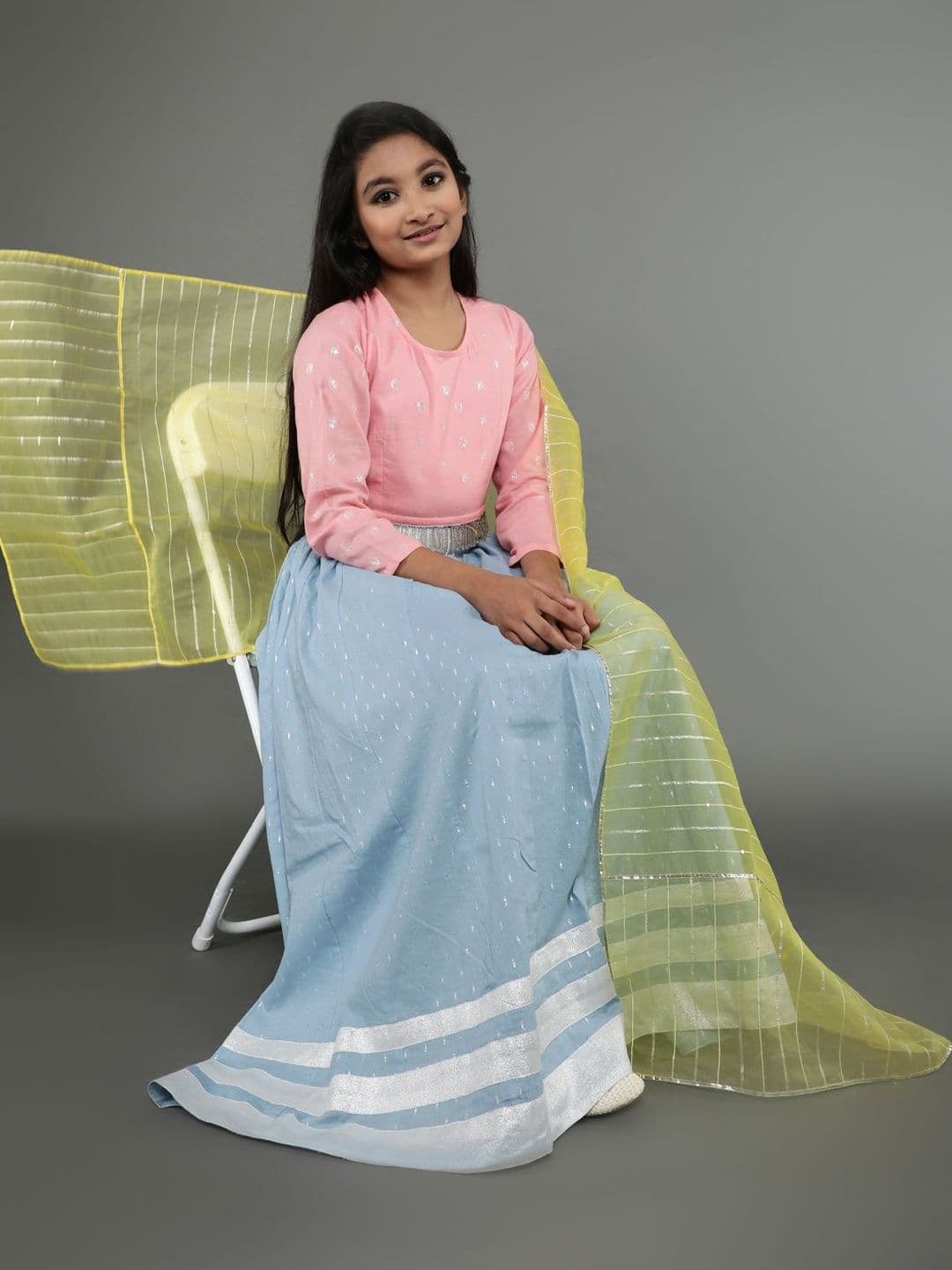 KALINI Girls Embellished Ready to Wear Lehenga & Blouse With Dupatta - view 1