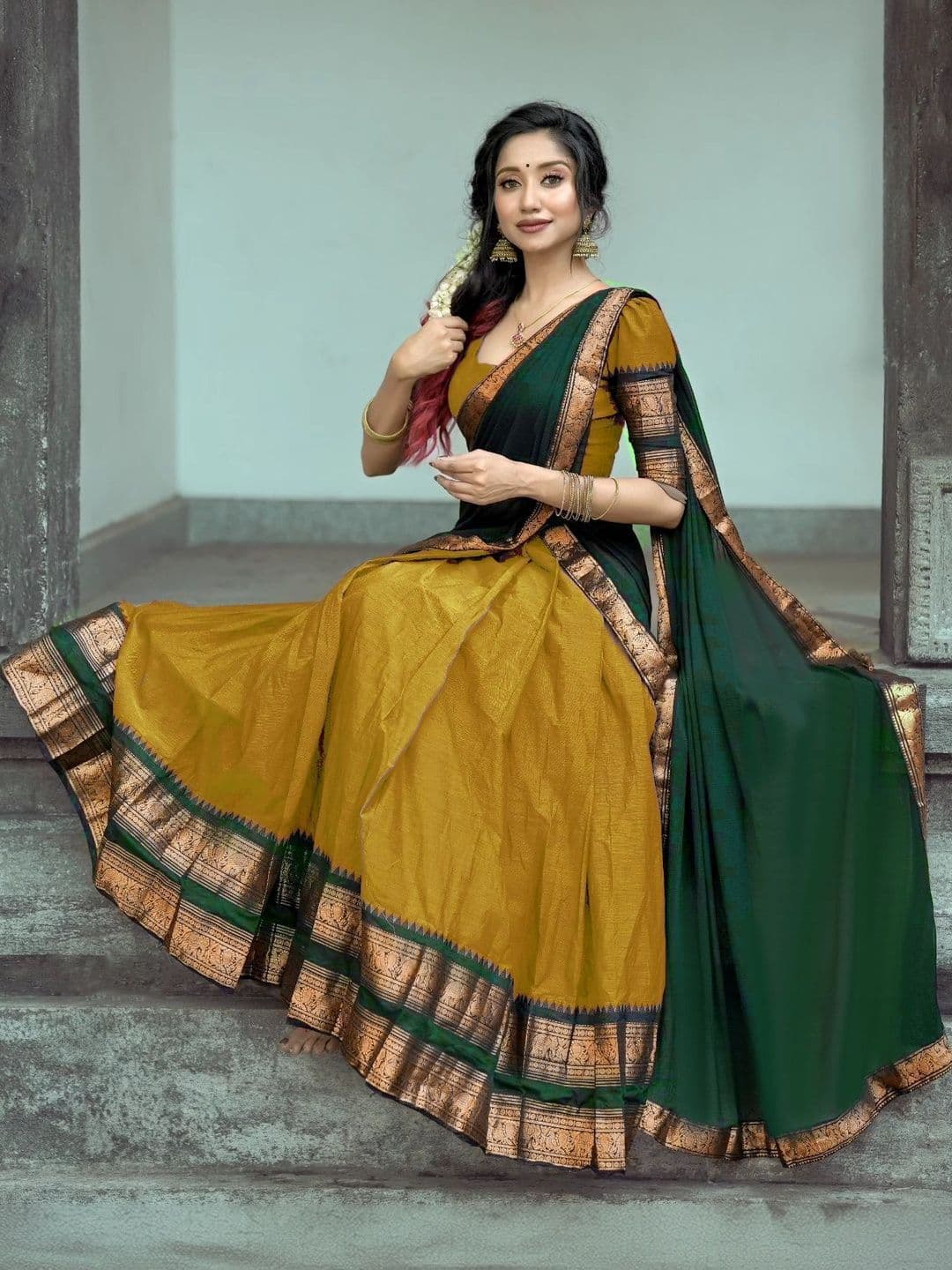 R K INFINITIVE Woven Design Unstitched Lehenga & Blouse With Dupatta - view 1