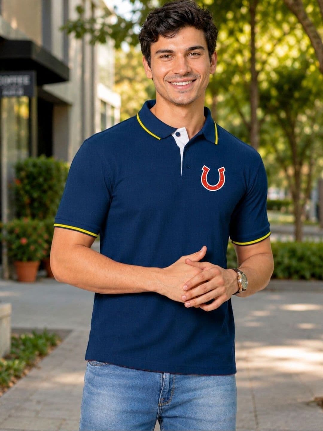 Blacksmith Men Brand Logo Polo Collar Pockets T-shirt - view 1