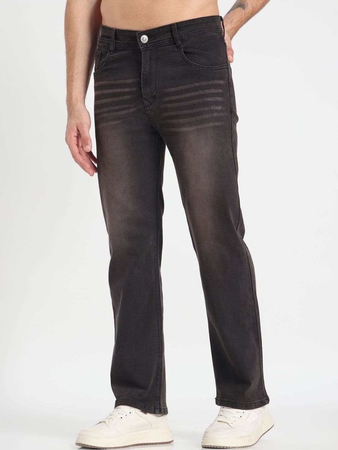COY Men Comfort Straight Fit Mid-Rise Low Distress Jeans - view 1