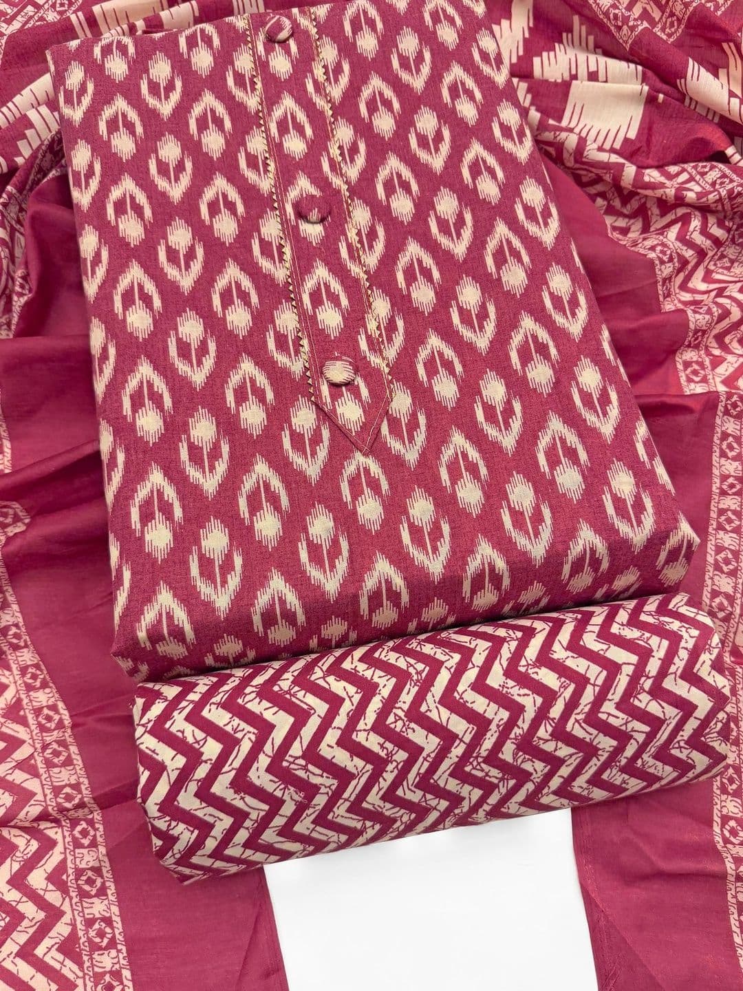 Mitera Printed Pure Cotton Unstitched Dress Material - view 1