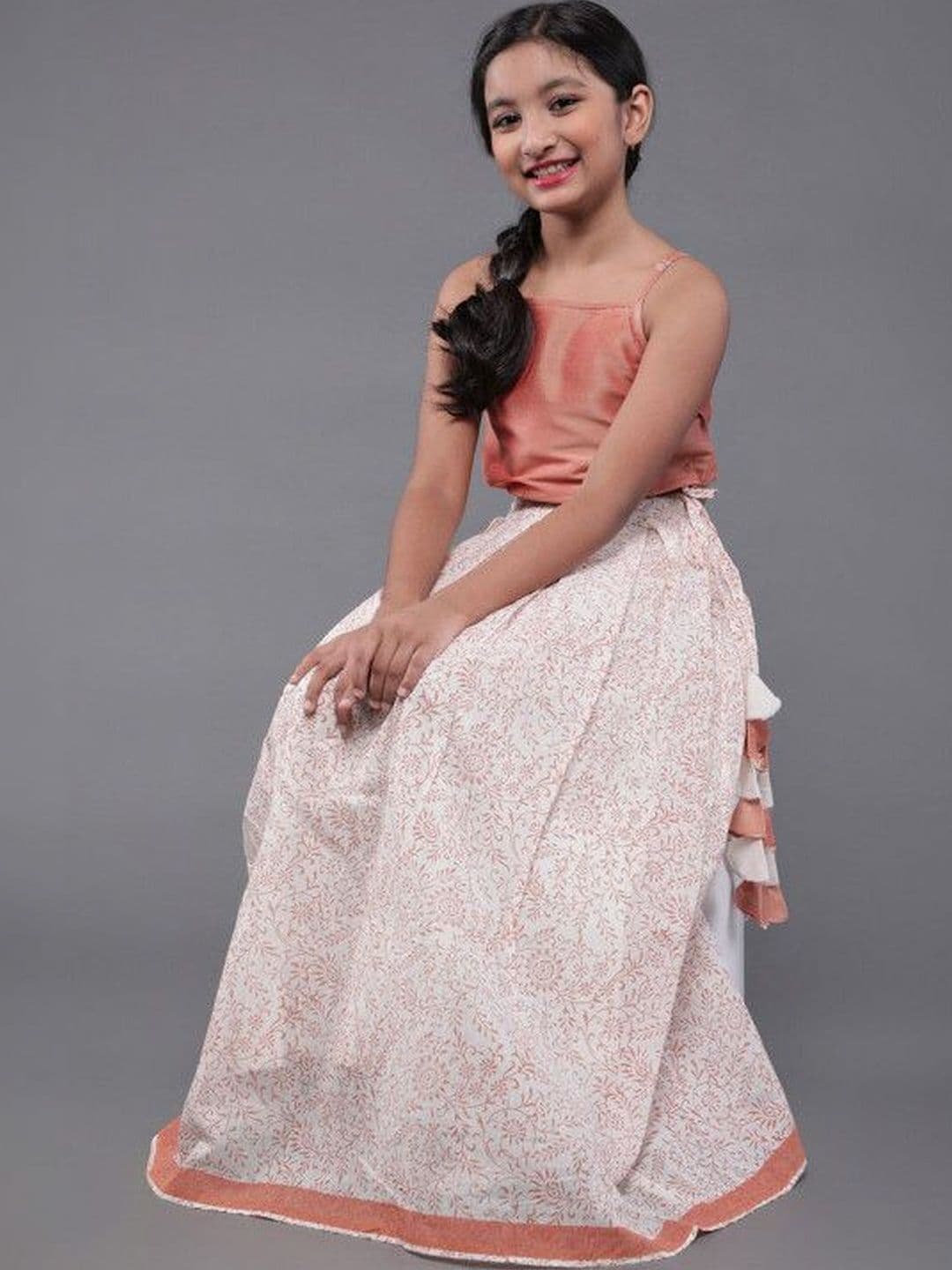 KALINI Girls Block Print Ready to Wear Lehenga & - view 1