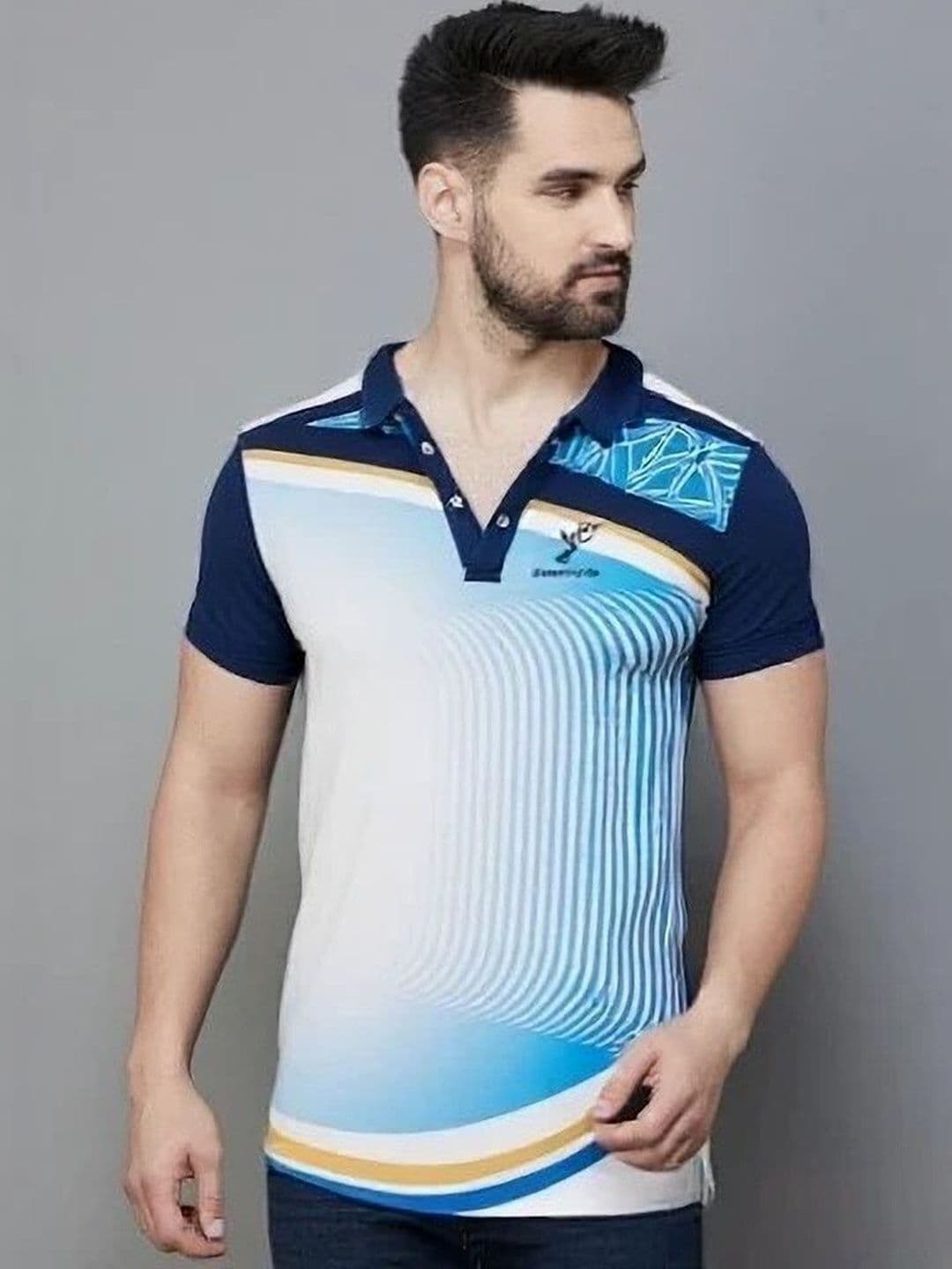 Lookswala Men Printed Polo Collar T-shirt - view 1