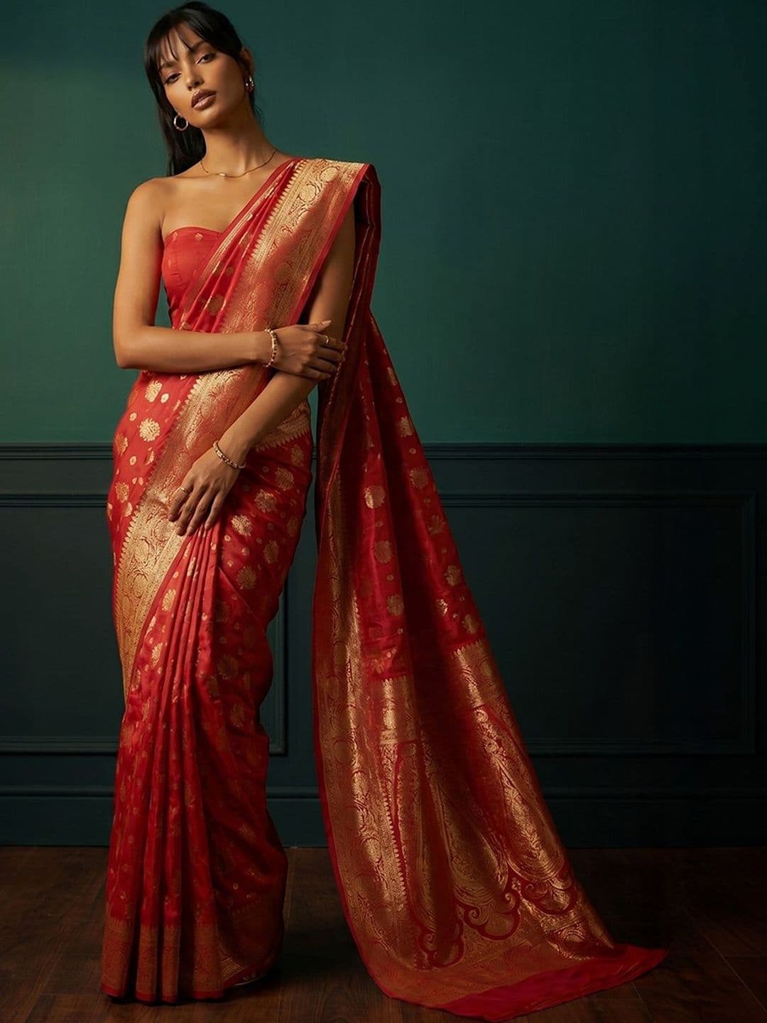 Mitera Woven Design Zari Silk Blend Designer Banarasi Saree - view 1