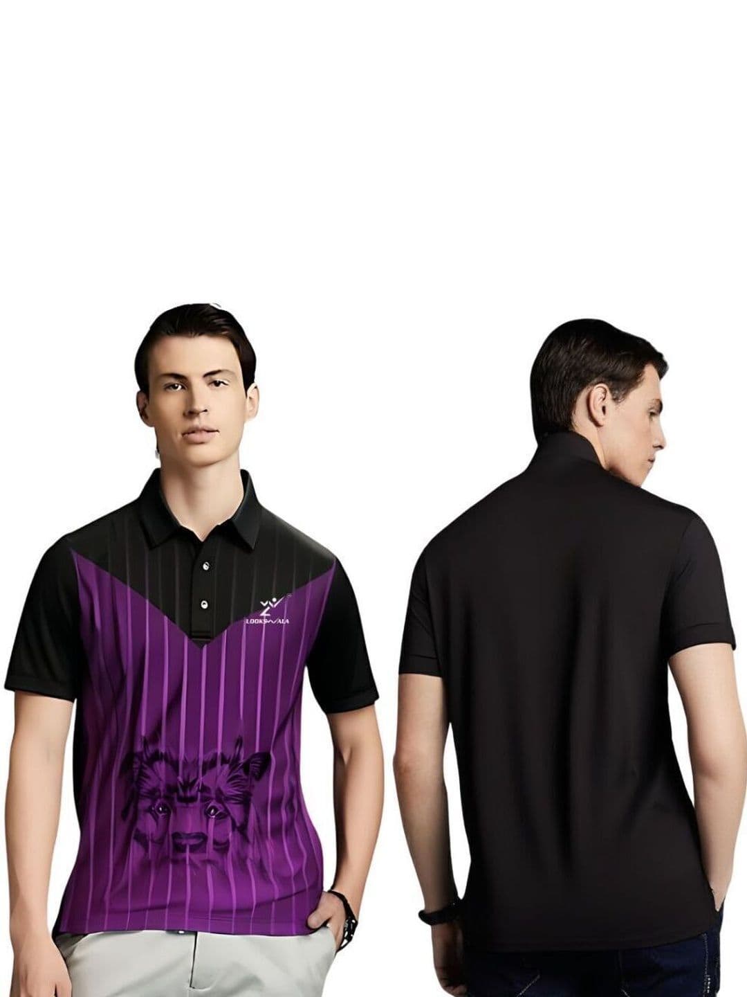 Lookswala Men Printed Polo Collar T-shirt - view 1