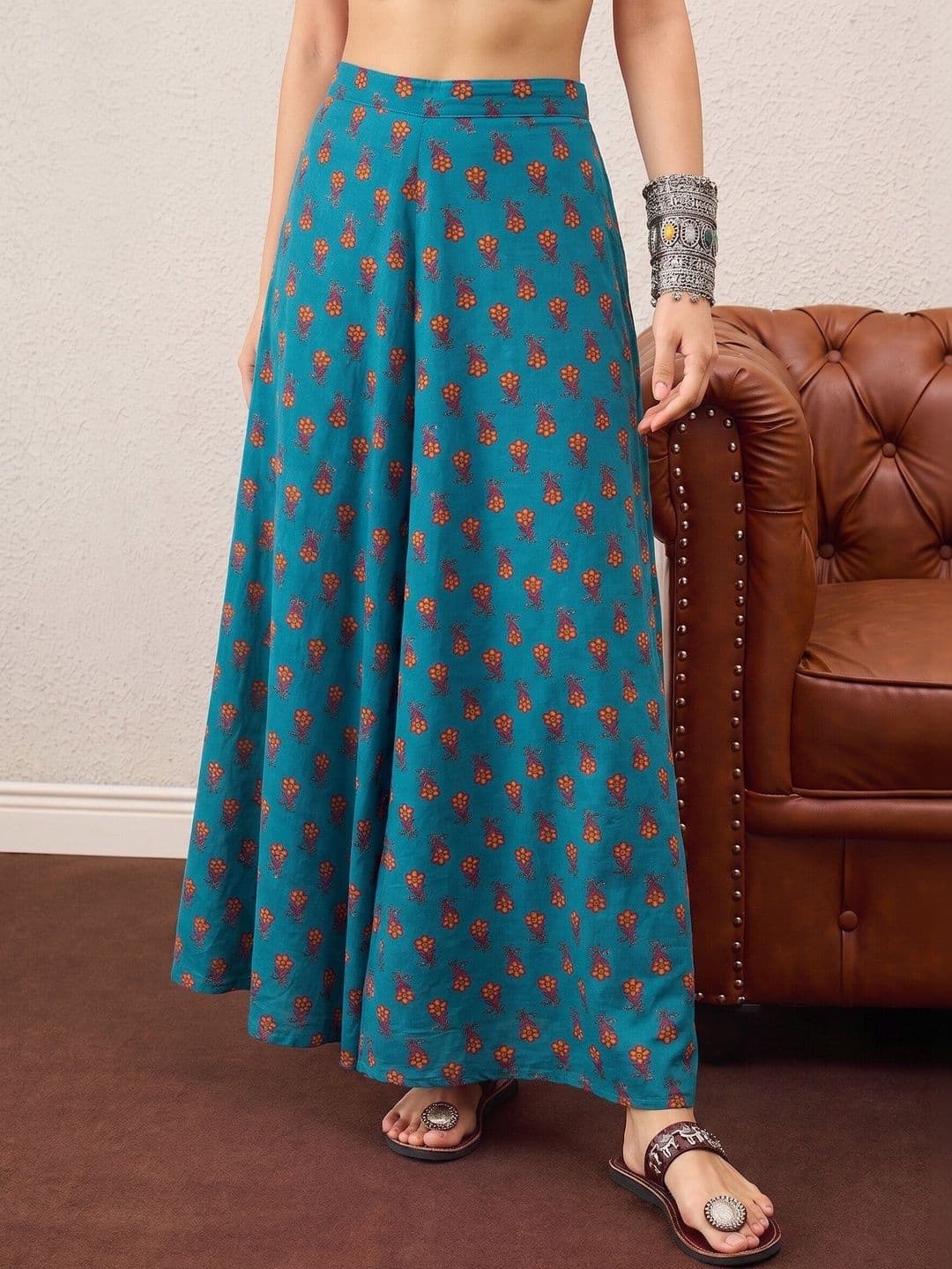 InWeave Women Cotton Floral Maxi A-Line Skirt - view 1
