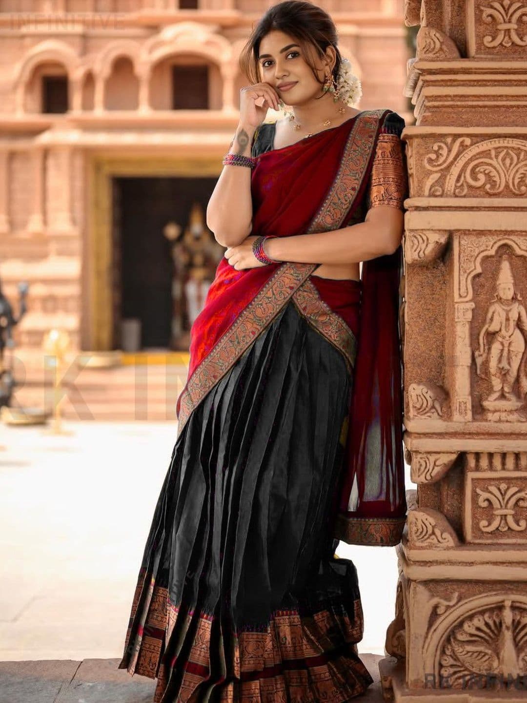 R K INFINITIVE Woven Design Unstitched Lehenga & Blouse With Dupatta - view 1