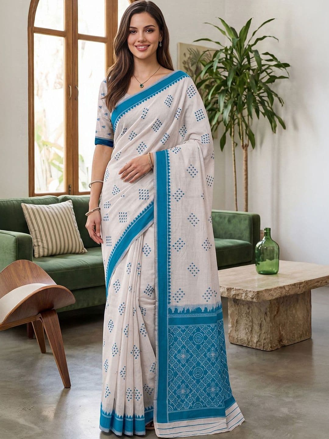Anouk Pure Cotton Jamdani Saree - view 1