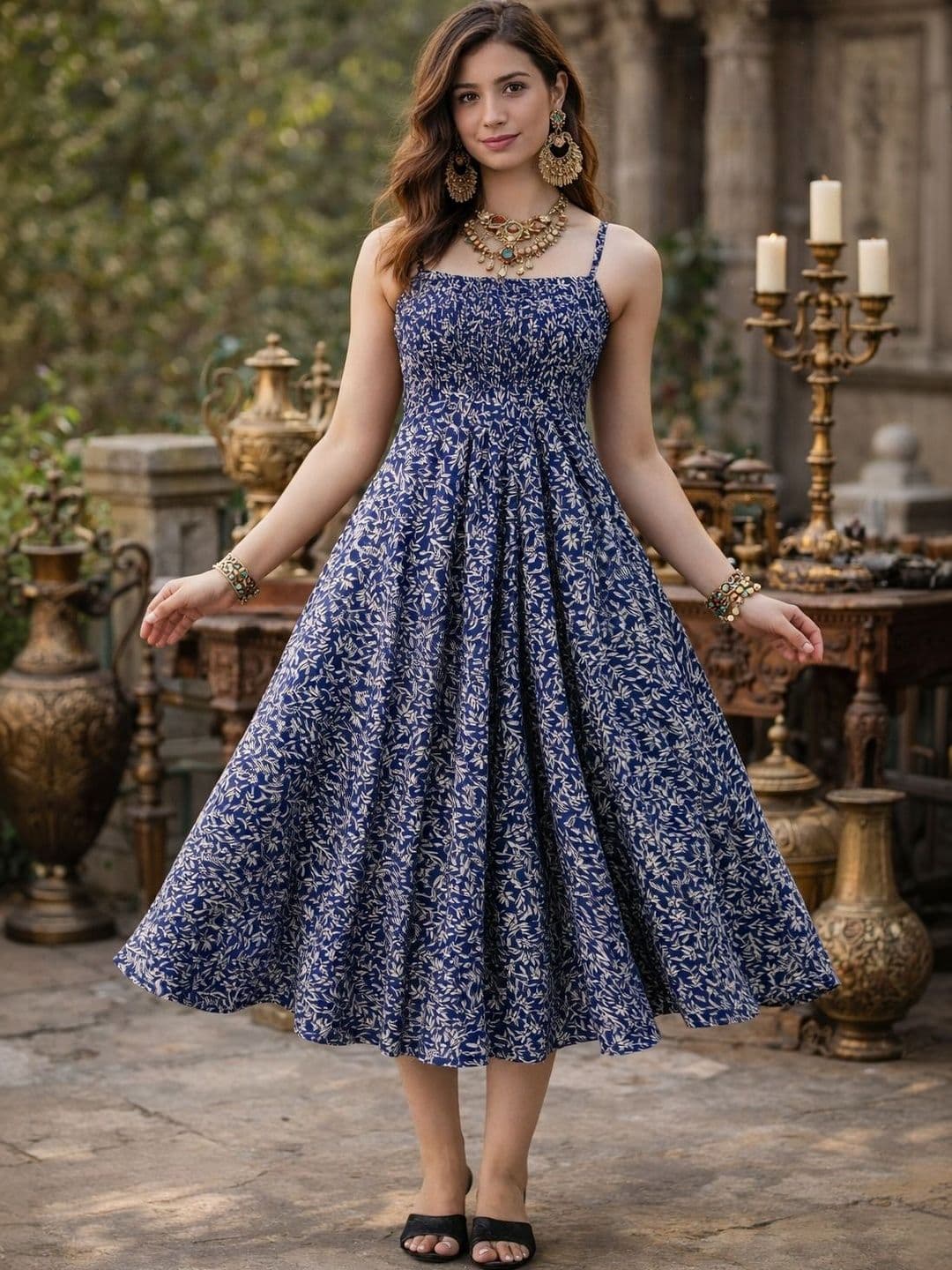 OBLEK Floral Print A-Line Midi Dress - view 1