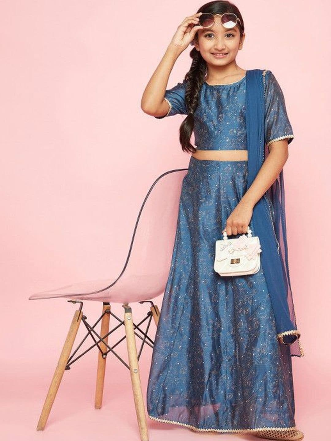 KALINI Girls Printed Ready to Wear Lehenga & Blouse With Dupatta - view 1