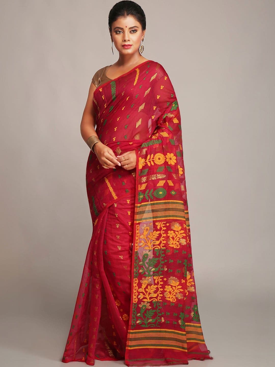 SOURAGYA Woven Design Zari Art Silk Jamdani Saree - view 1