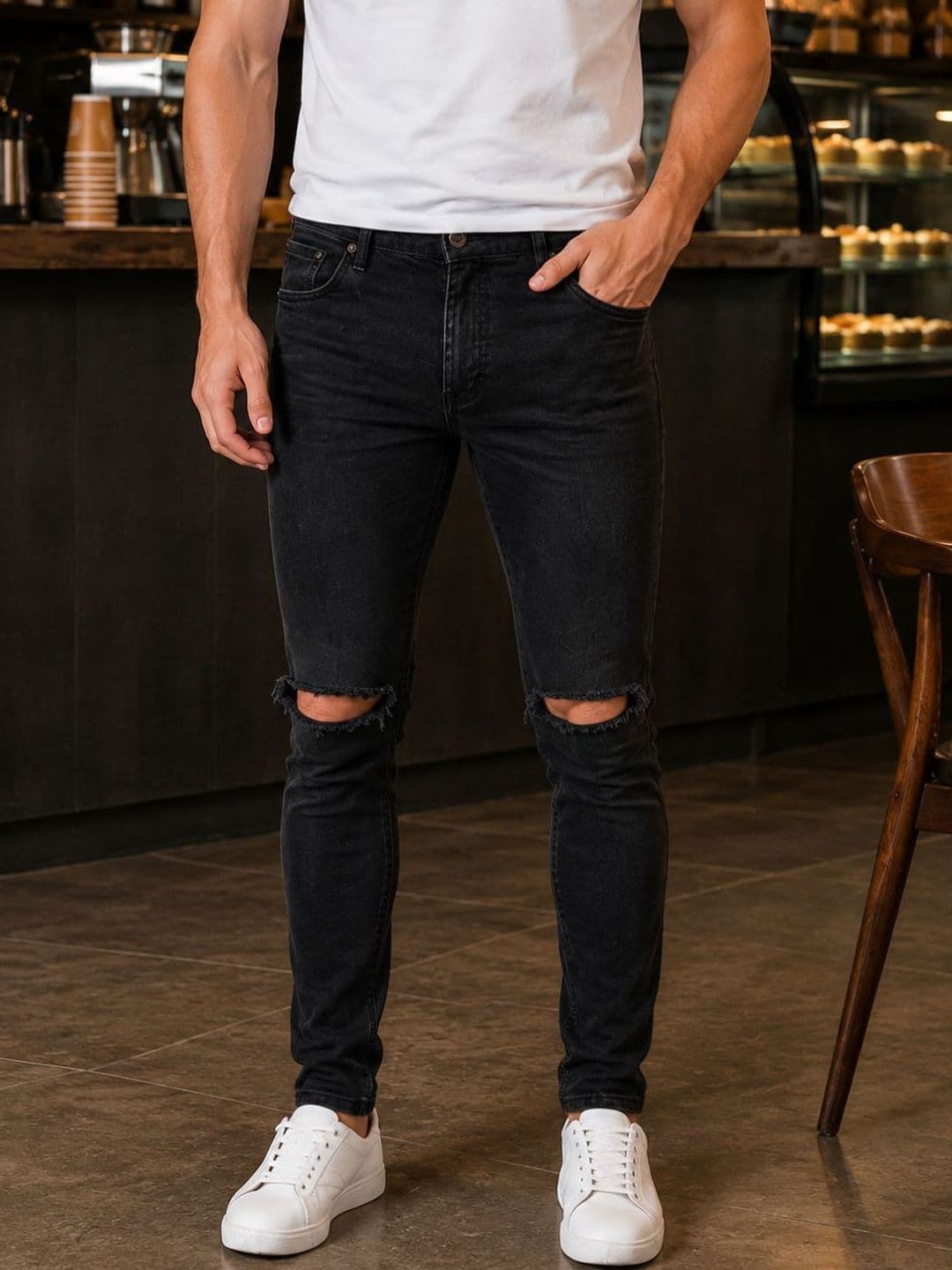 MaverIQ Men Skinny Fit Mid-Rise Distressed Stretchable Jeans - view 1