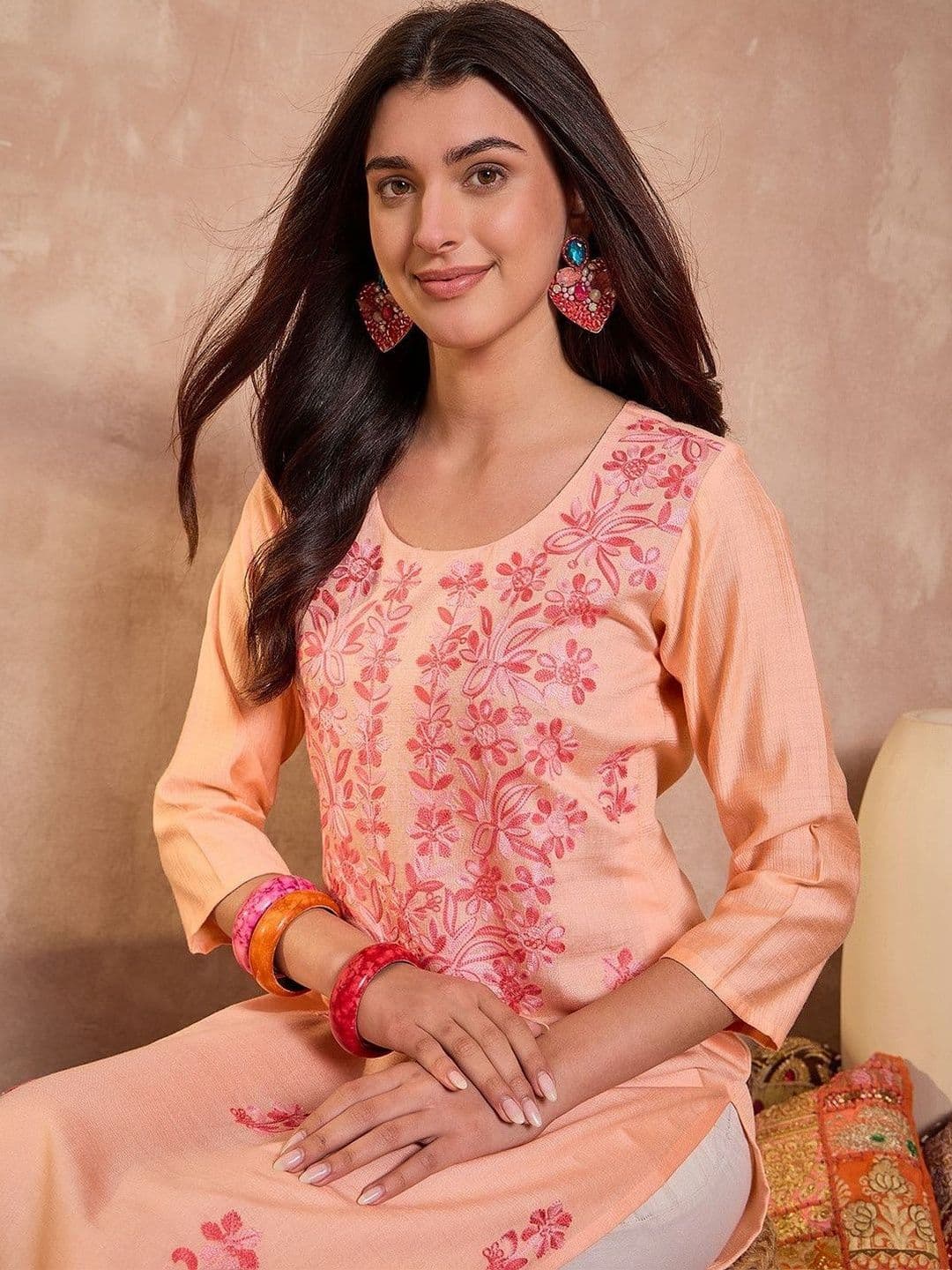 KALINI Floral Embroidered Thread Work Thread Work Kurti - view 1