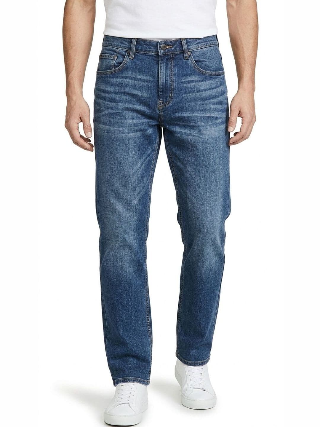 DESIGN ELEMENTS Men Comfort Slim Fit Mid-Rise Low Distress Light Fade Jeans - view 1