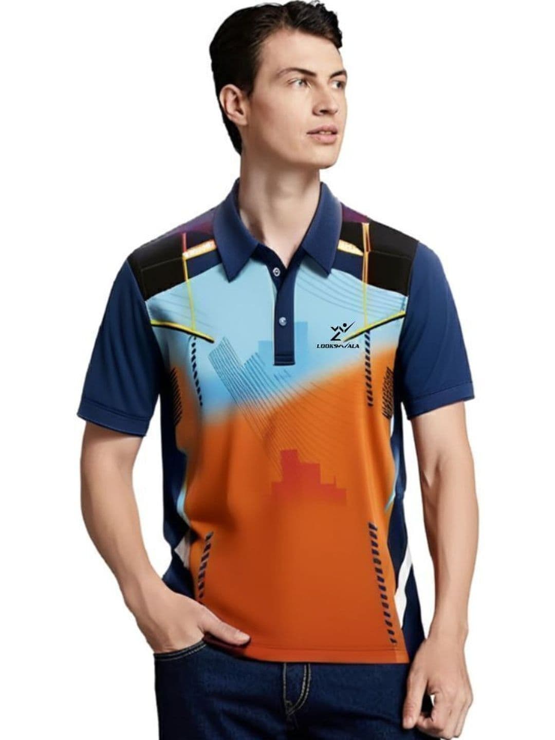 Lookswala Men Printed Polo Collar T-shirt - view 1