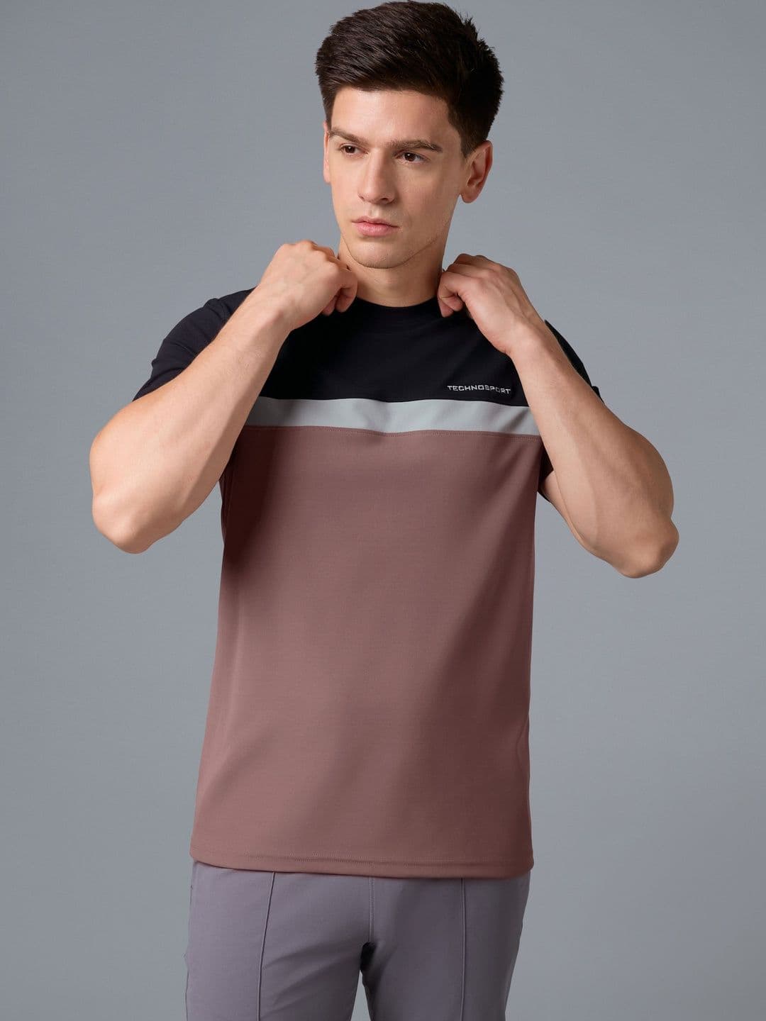 Technosport Men Colourblocked Slim Fit T-shirt - view 1