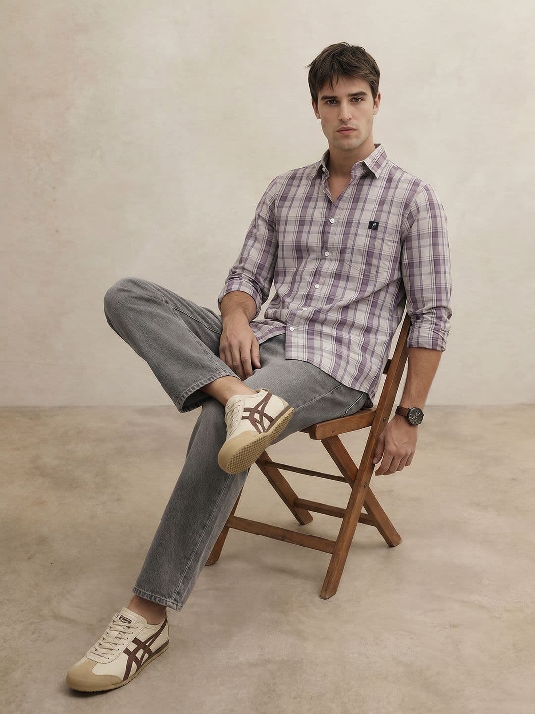 THE SHIRT CODE Checked Pure Cotton Casual Shirt - view 1