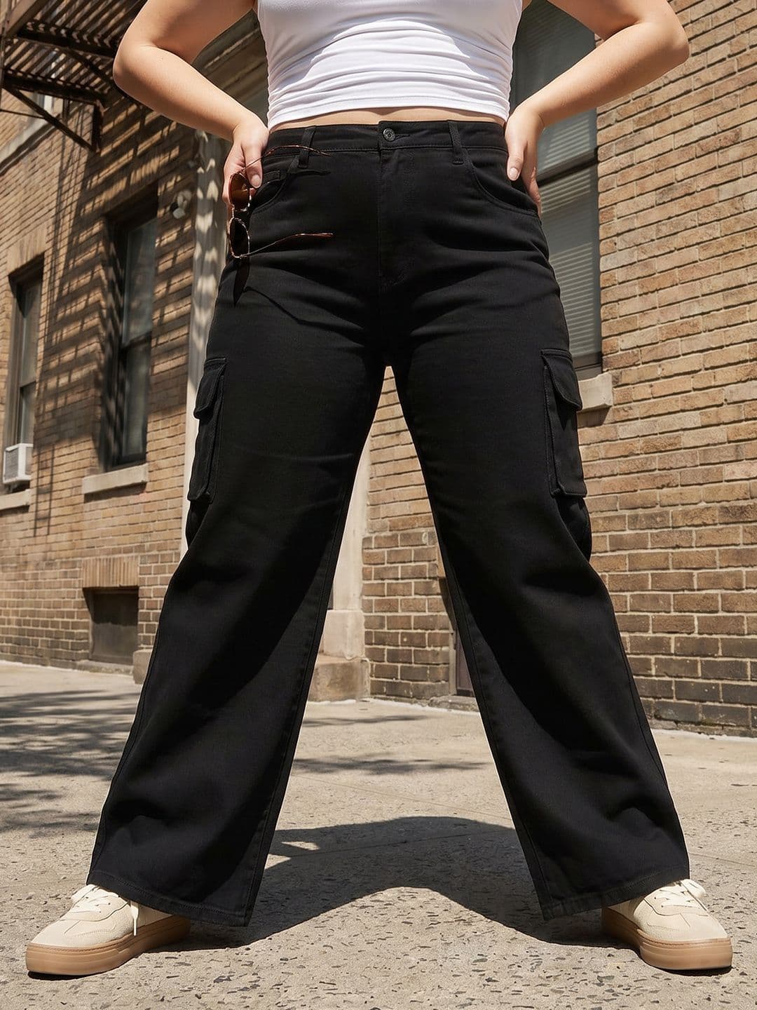 Sztori Plus Size Women Relaxed Fit Cargo Style Stretchable Jeans - view 1
