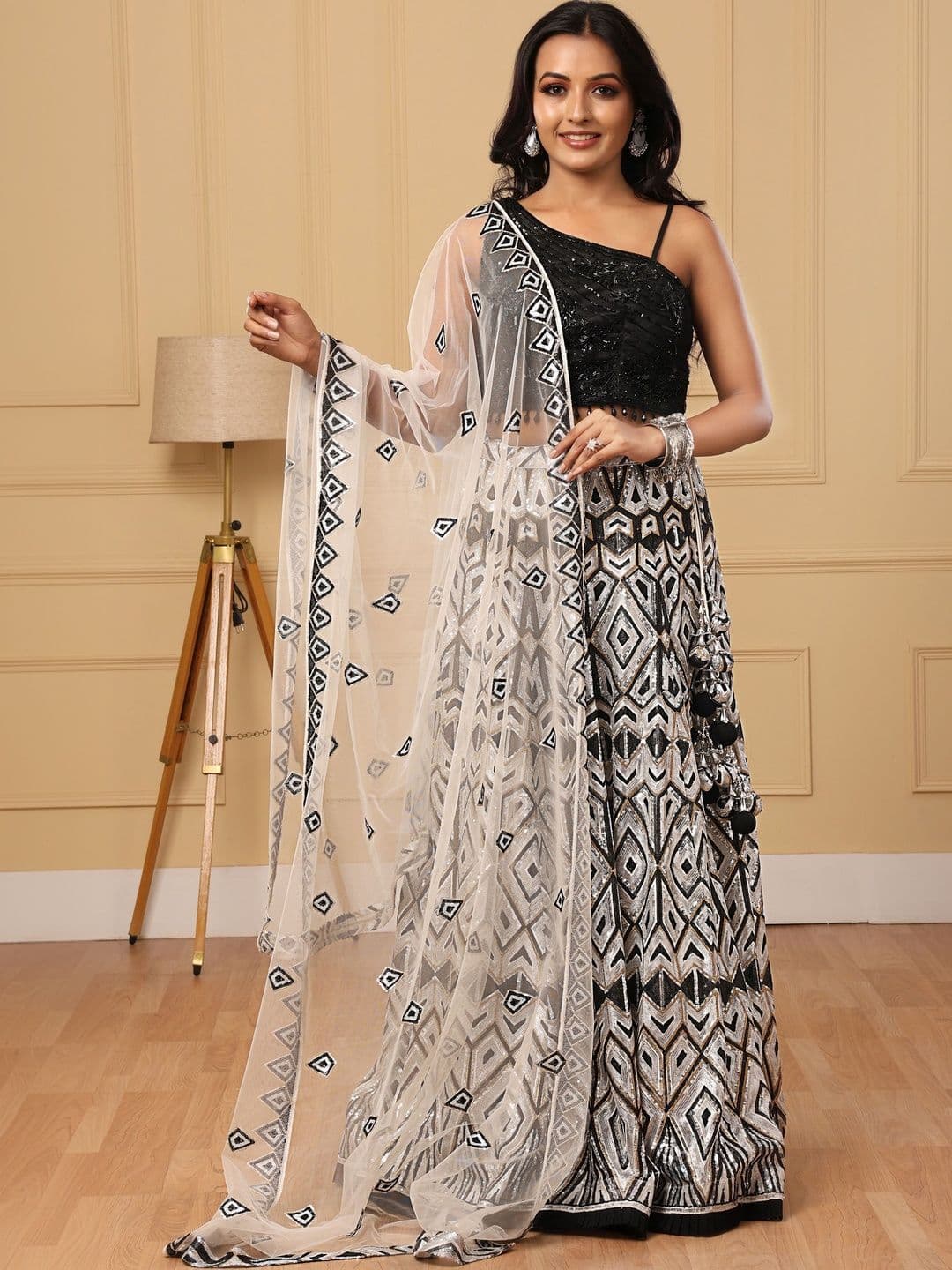 Indi Kal Embellished Sequinned Ready to Wear Lehenga & Blouse With Dupatta - view 1