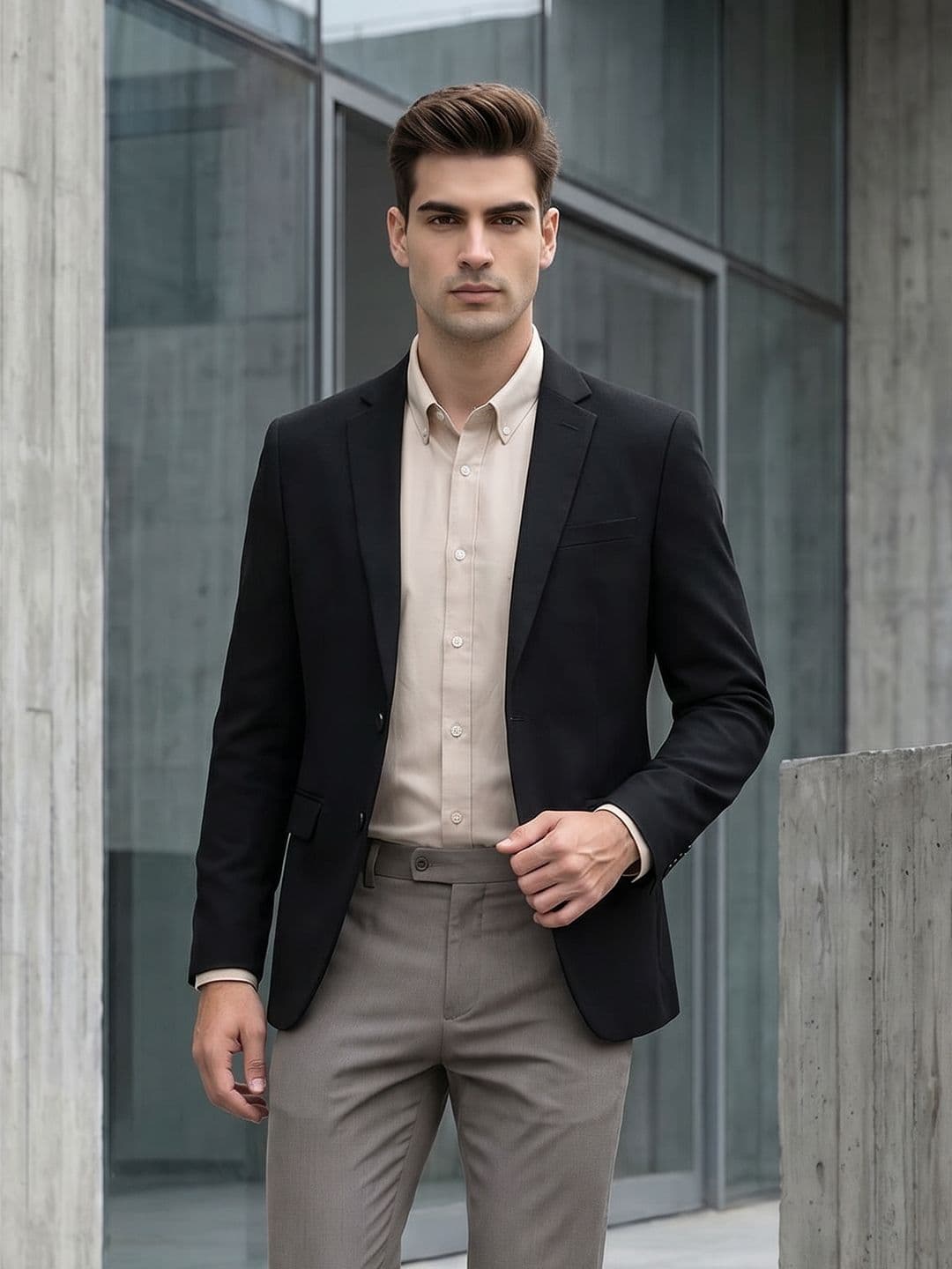 INVICTUS Slim Fit Notched Lapel Single Breasted Formal Blazer