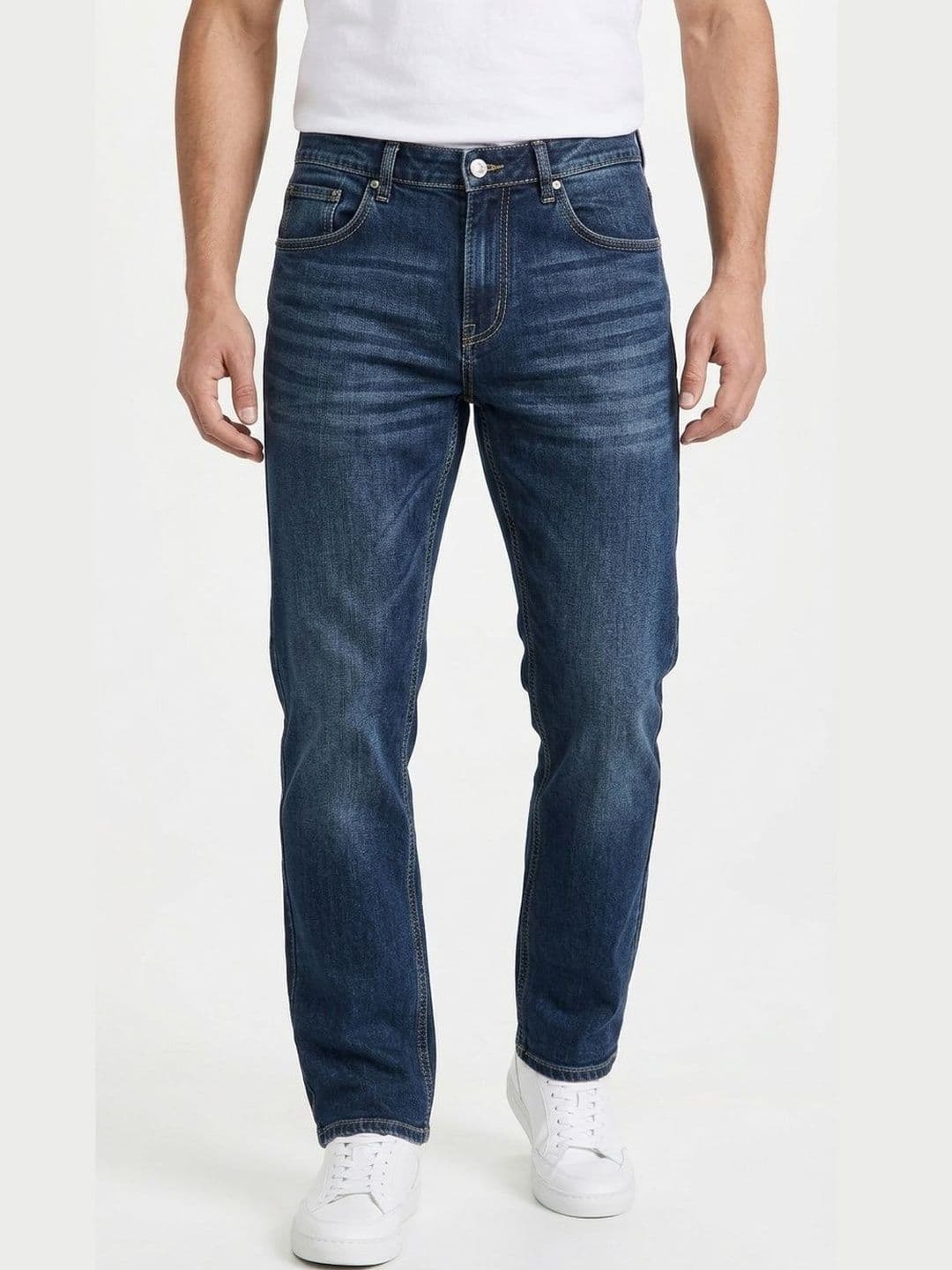 DESIGN ELEMENTS Men Comfort Slim Fit Mid-Rise Low Light Fade Cotton Jeans - view 1