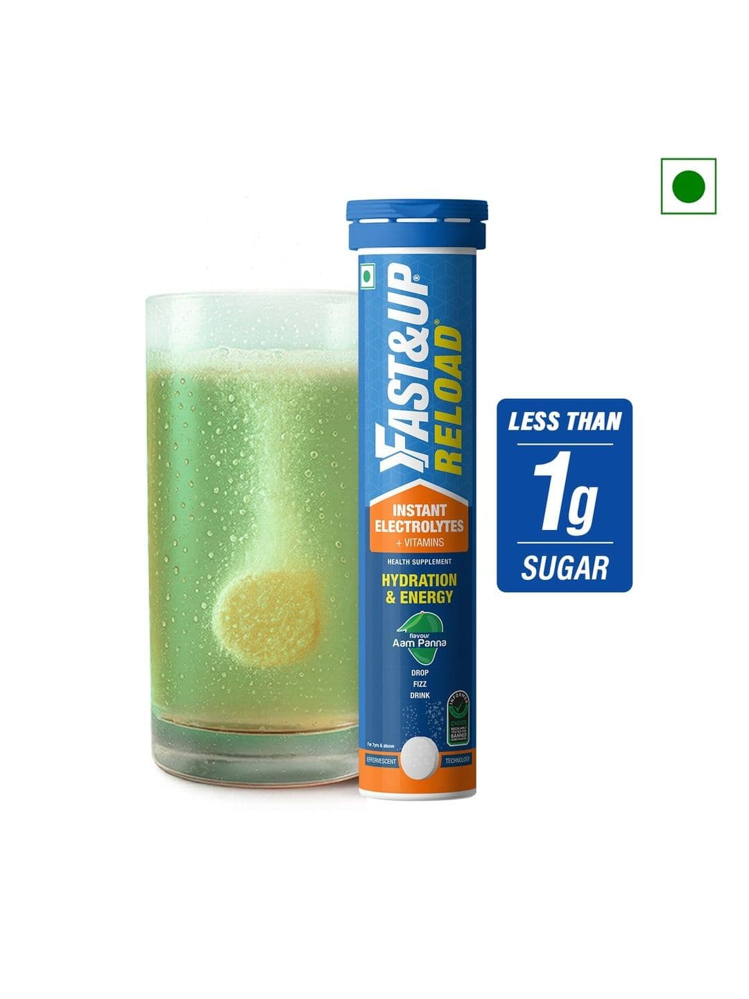 FAST&UP Reload Aam Panna Flavour Instant Electrolytes + Vitamins For Hydration- 20 Tablets - view 1