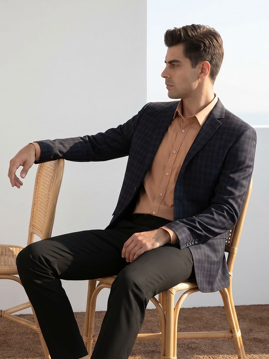 INVICTUS Checked Single-Breasted Notched Lapel Formal Blazer - view 1