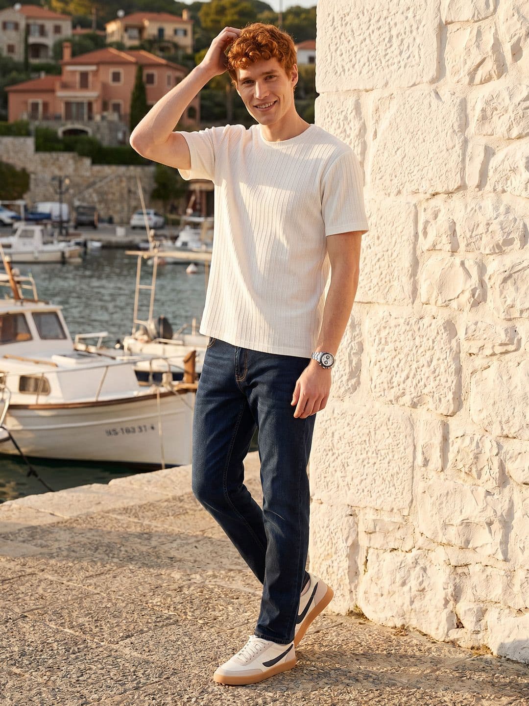 Mast & Harbour Men Straight Fit Light Fade Stretchable Jeans - view 1