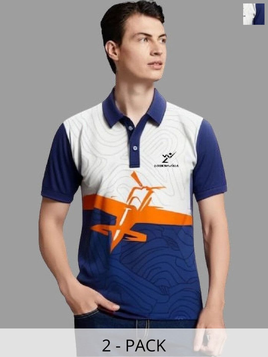 Lookswala Men 2 Printed Polo Collar T-shirt - view 1