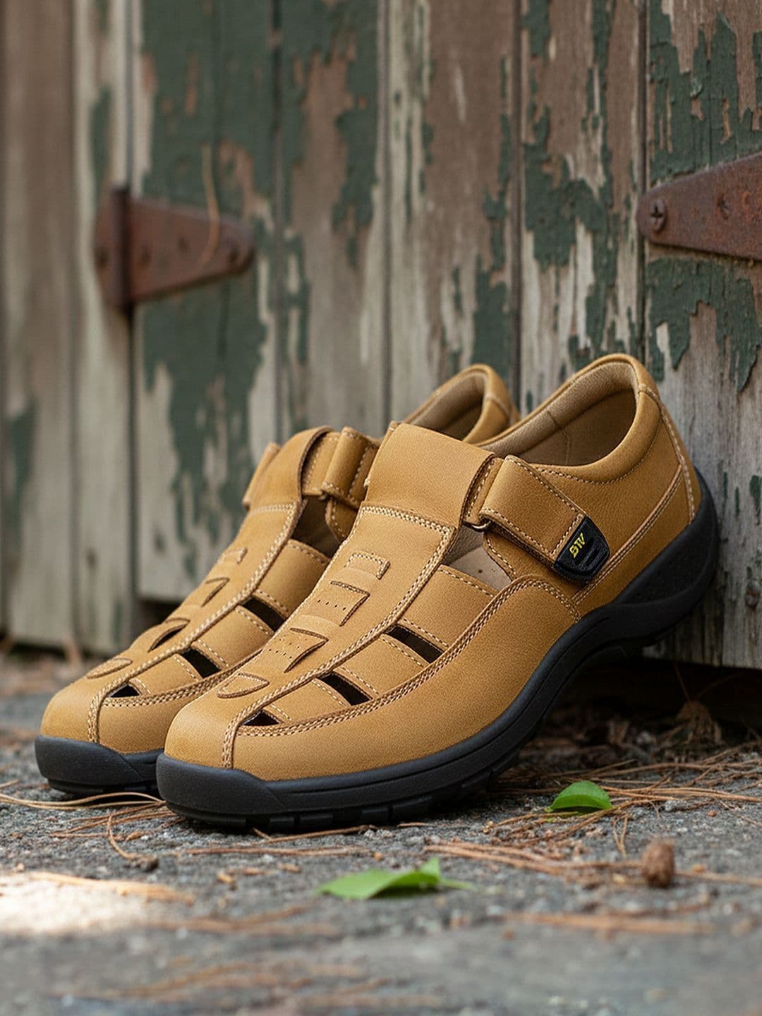 Khadims Men Tan Leather Shoe-Style Sandals - view 1