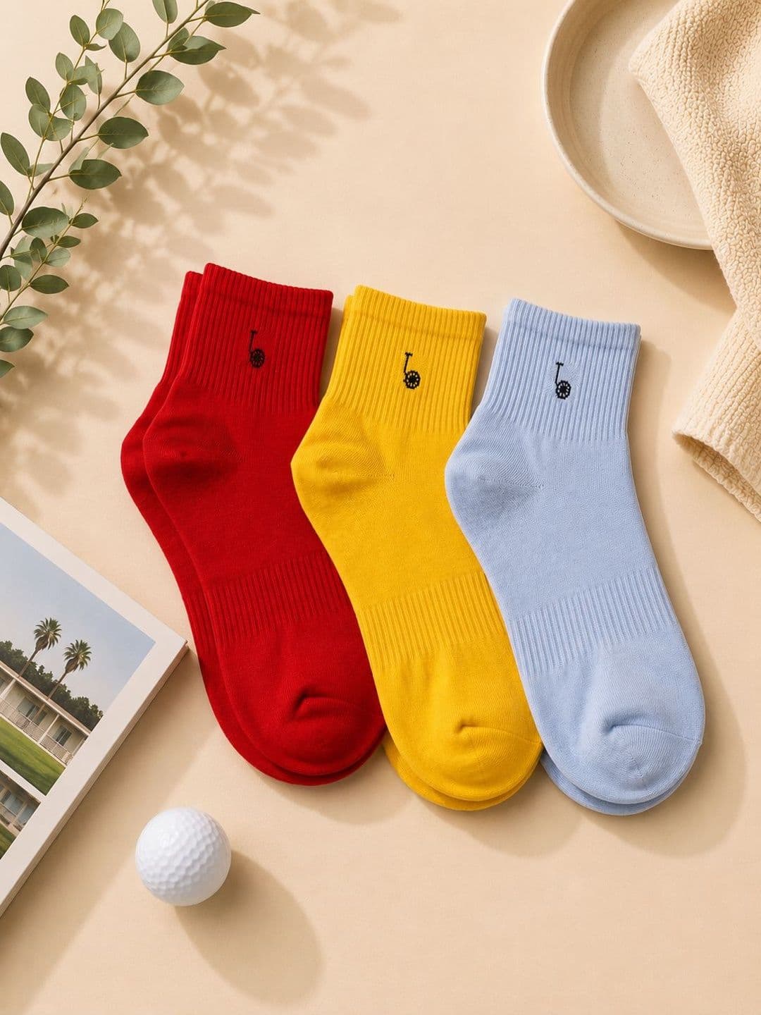 Thela Gaadi Pack Of 3 Athleisure Cotton Ankle-Length Socks - view 1