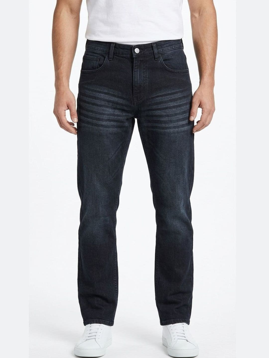 DESIGN ELEMENTS Men Comfort Slim Fit Mid-Rise Low Distress Light Fade Jeans - view 1