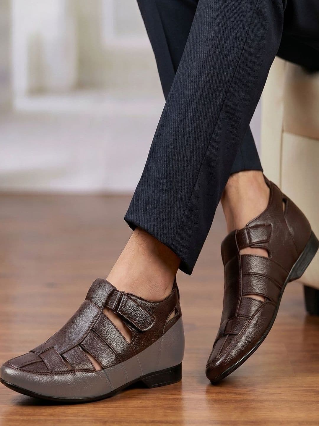 Bxxy Men 3 inch Hidden Height Increasing Formal Velcro Shoe-Style Roman Sandals - view 1