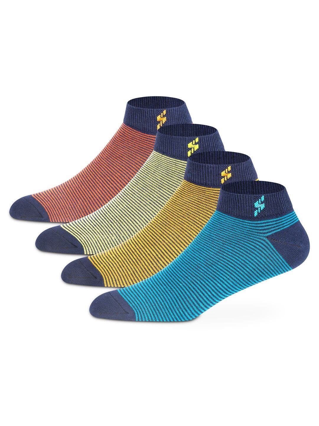 Supersox Men Pack Of 4 Striped Moisture-Absorbent Pure Cotton Ankle-Length Socks - view 1
