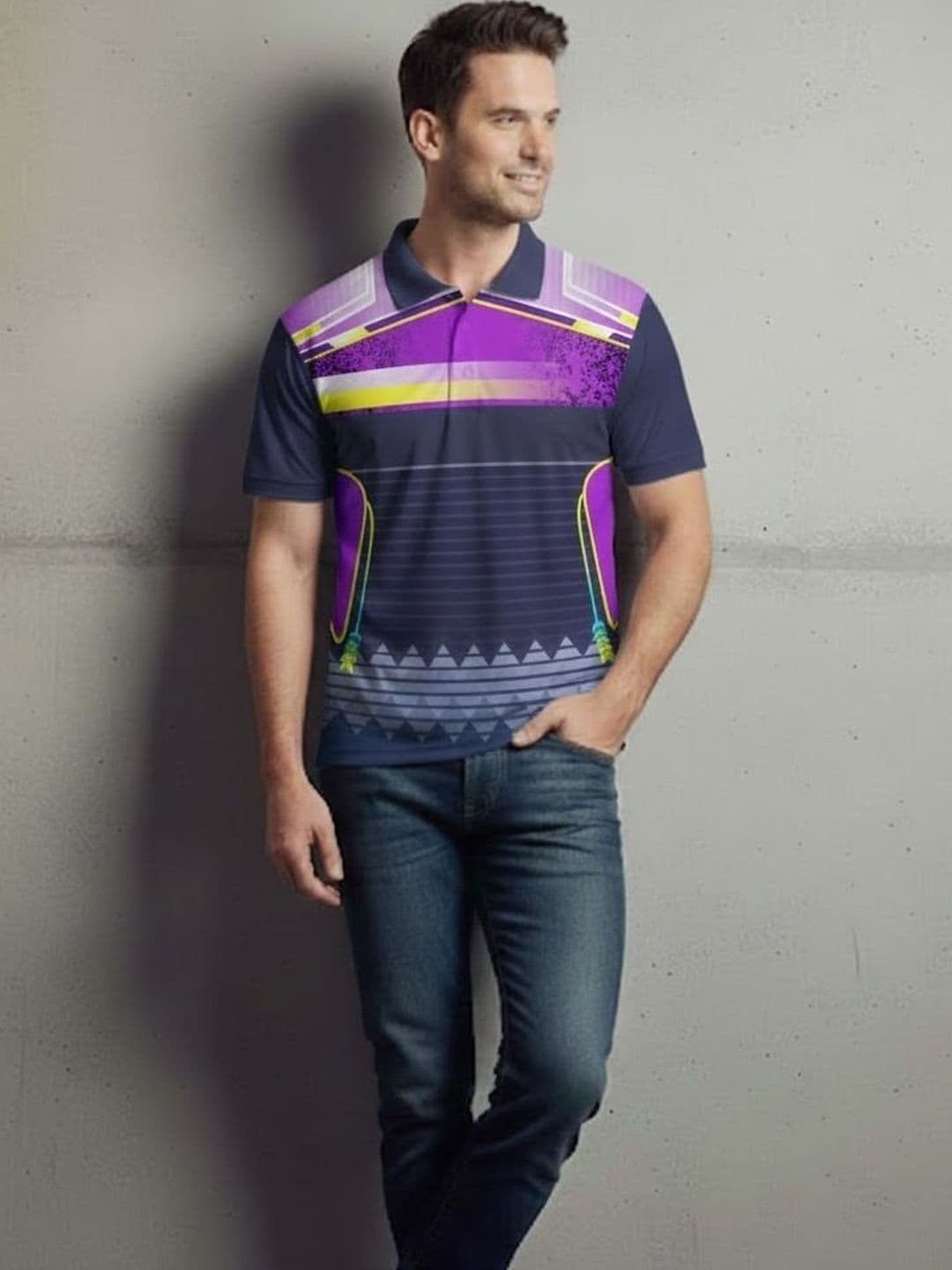 Lookswala Men Printed Polo Collar T-shirt - view 1