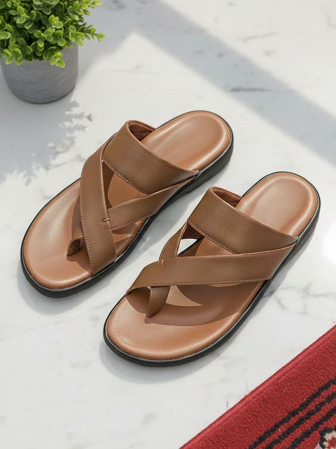 Khadims Men Leather Comfort Sandals - view 1